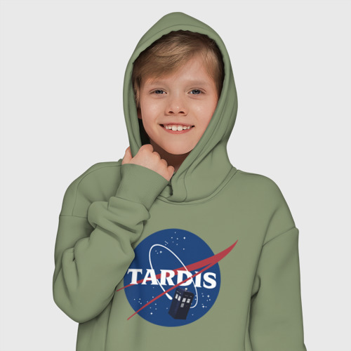 Детское худи Oversize хлопок Tardis NASA, цвет авокадо - фото 12