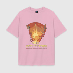 Женская футболка Oversize хлопок texturе Ваш дом вдали от дома Кеплер 16388