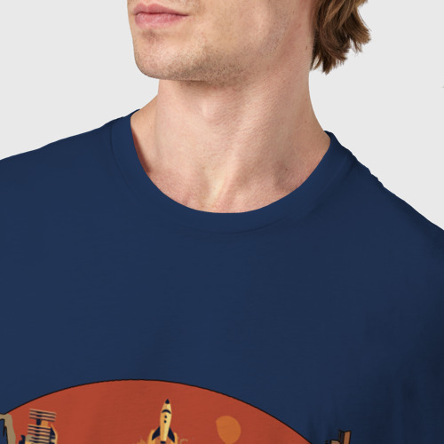 Мужская футболка хлопок Ваш дом вдали от дома Кеплер 16388, цвет темно-синий - фото 6