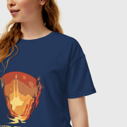 Женская футболка хлопок Oversize Ваш дом вдали от дома Кеплер 16388 - фото 2