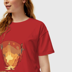 Женская футболка хлопок Oversize Ваш дом вдали от дома Кеплер 16388 - фото 2