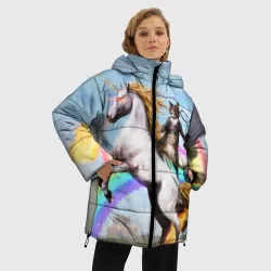 Женская зимняя куртка Oversize Кот на Единороге - фото 2