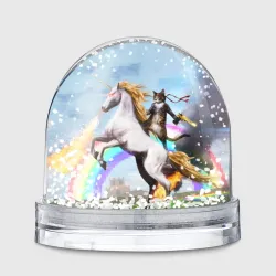 Игрушка Снежный шар Кот на Единороге