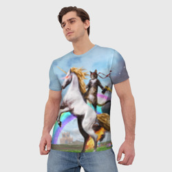 Мужская футболка 3D Кот на Единороге - фото 2