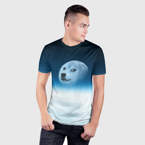 Мужская футболка 3D Slim с принтом Doge, фото на моделе #1