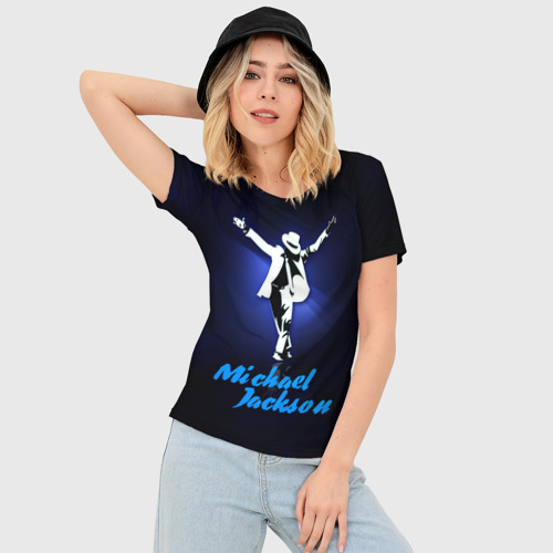 Женская футболка 3D Slim Майкл Джексон, цвет 3D печать - фото 3