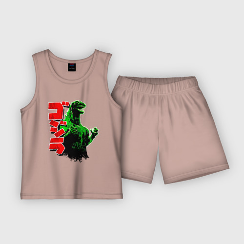 Детская пижама с шортами хлопок Godzilla, цвет пыльно-розовый