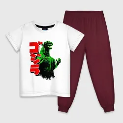 Детская пижама с белой футболкой Godzilla
