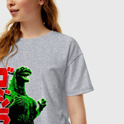 Женская футболка хлопок Oversize Godzilla - фото 2