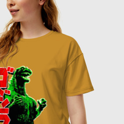 Женская футболка хлопок Oversize Godzilla - фото 2