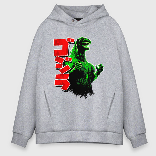 Мужское худи Oversize хлопок Godzilla, цвет меланж