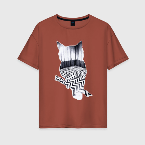 Женская футболка хлопок Oversize Owl, цвет кирпичный