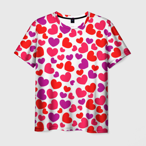 Мужская футболка 3D Сердца, цвет 3D печать