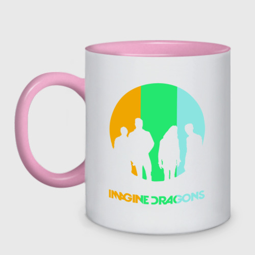 Кружка двухцветная Imagine Dragons, цвет белый + розовый