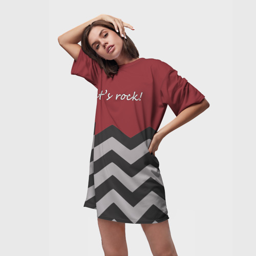 Платье-футболка 3D Let's rock!, цвет 3D печать - фото 3