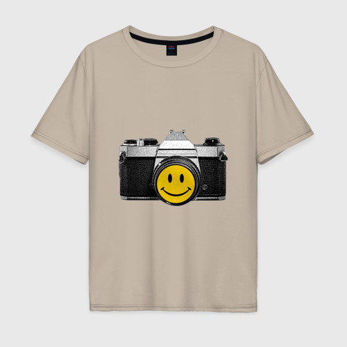 Мужская футболка хлопок Oversize Фото-smile, цвет миндальный
