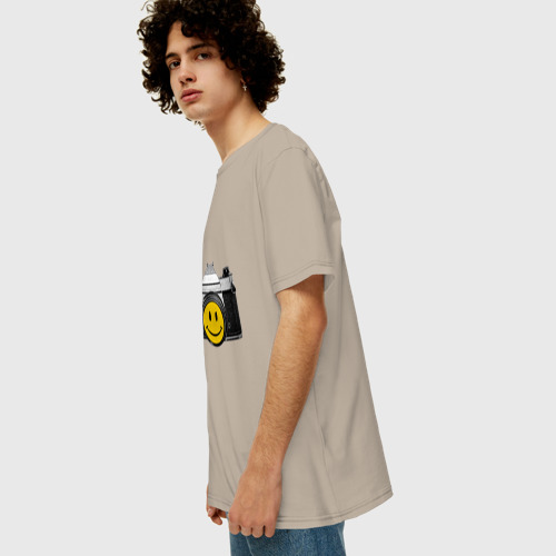 Мужская футболка хлопок Oversize Фото-smile, цвет миндальный - фото 5