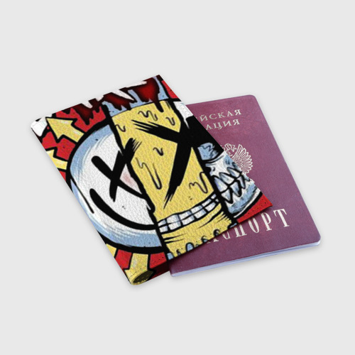Обложка для паспорта матовая кожа Mixed Up Blink-182, цвет красный - фото 3
