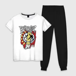 Женская пижама с белой футболкой хлопок Mixed Up Blink-182