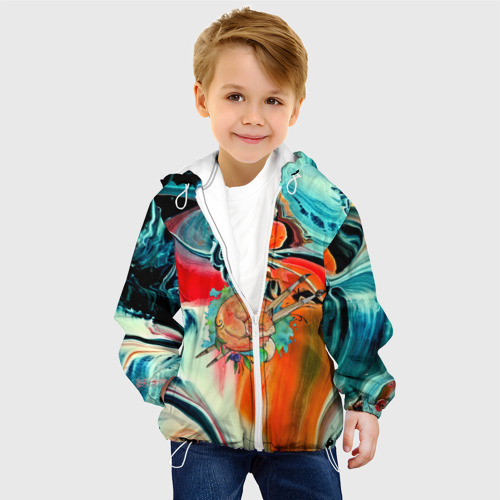 Детская куртка 3D Лиса художник, цвет белый - фото 3