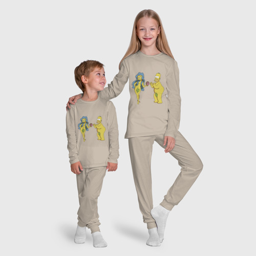 Детская пижама с лонгсливом хлопок Симпсоны, цвет миндальный - фото 9