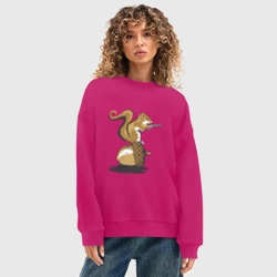 Женский свитшот oversize без начеса хлопок Белка - фото 2