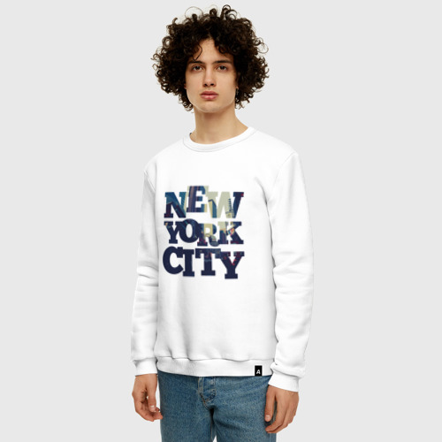 Мужской свитшот хлопок New York City, цвет белый - фото 3