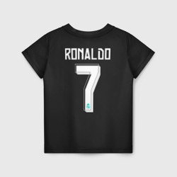 Футболка с принтом Cristiano Ronaldo away 2018 для ребенка, вид сзади №1. Цвет основы: белый