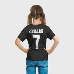 Футболка с принтом Cristiano Ronaldo away 2018 для ребенка, вид на модели сзади №3. Цвет основы: белый
