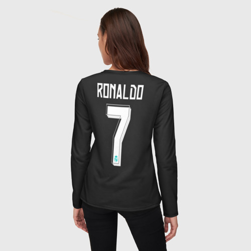 Женский лонгслив 3D Cristiano Ronaldo away 2018, цвет 3D печать - фото 4