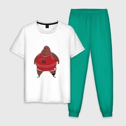 Мужская пижама с белой футболкой хлопок Fat Jordan