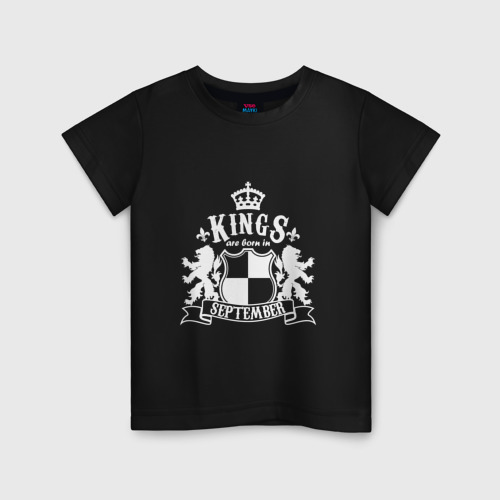 Детская футболка хлопок Короли рождаются в сентябре, цвет черный