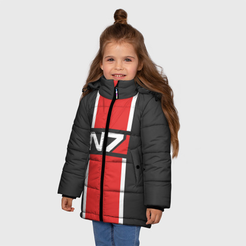 Зимняя куртка для девочек 3D Mass Effect N7, цвет светло-серый - фото 3