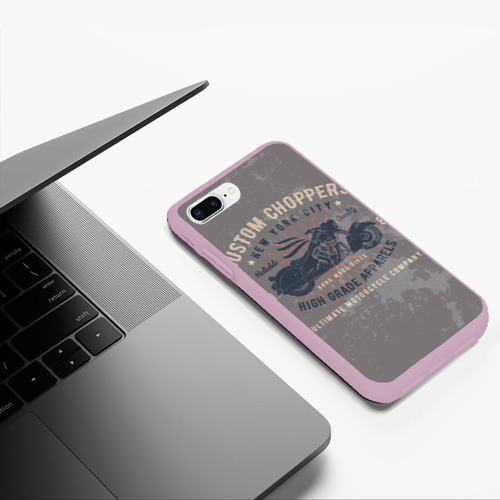 Чехол для iPhone 7Plus/8 Plus матовый Мотоцикл-5, цвет розовый - фото 5