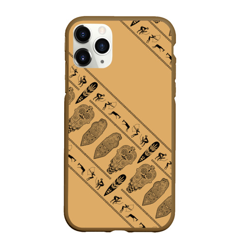 Чехол для iPhone 11 Pro матовый Tribal, цвет коричневый