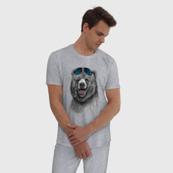 Мужская пижама хлопок Медведь в очках - фото 2