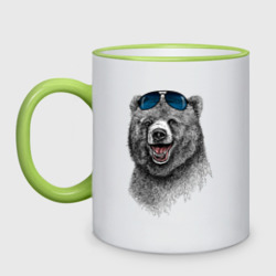 Кружка двухцветная Медведь в очках