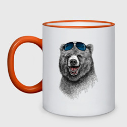 Кружка двухцветная Медведь в очках
