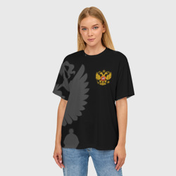 Женская футболка oversize 3D Russia - Black collection - фото 2