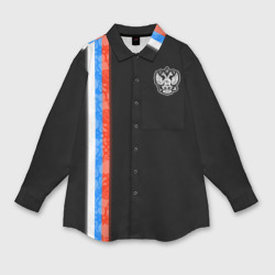 Мужская рубашка oversize 3D Russia - Black collection 2023