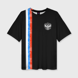 Женская футболка oversize 3D Russia - Black collection 2023