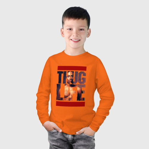 Детский лонгслив хлопок с принтом THUG LIFE - 2pac, фото на моделе #1