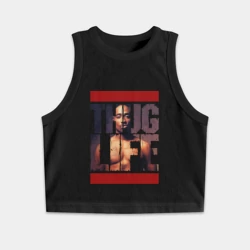 Женская укороченная майка-топ хлопок Thug life - 2pac