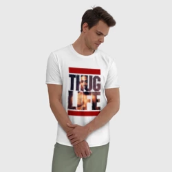 Мужская пижама с белой футболкой хлопок Thug life - 2pac - фото 2