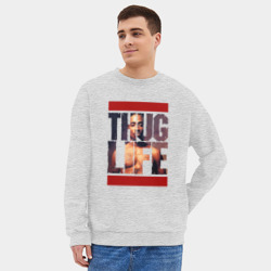 Мужской свитшот oversize без начеса хлопок Thug life - 2pac - фото 2