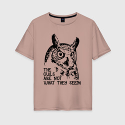 Женская футболка хлопок Oversize Twin Peaks Owl