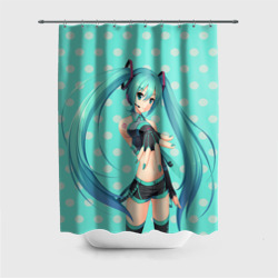 Штора 3D для ванной Рисованная Miku Hatsune