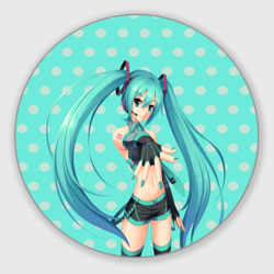 Круглый коврик для мышки Рисованная Miku Hatsune