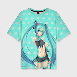 Женская футболка oversize 3D Рисованная Miku Hatsune