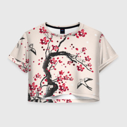 Женская футболка Crop-top 3D Сакура